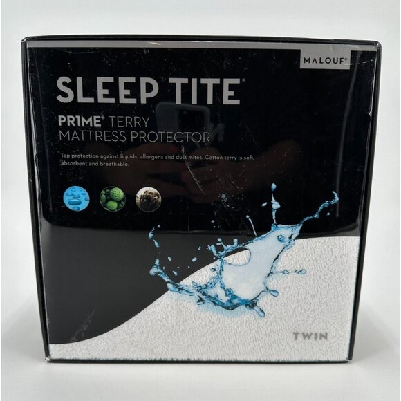 Malouf SLEEP TITE Prime Terry Waterproof Mattress Protector Single TWIN Size Bed - Picture 1 of 3